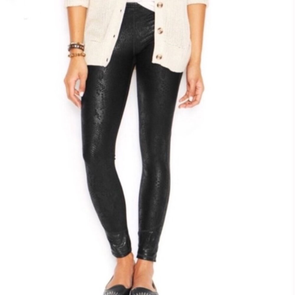BCBGMaxAzria Bryson Black Faux Snake Print Women's Leggings Size Medium